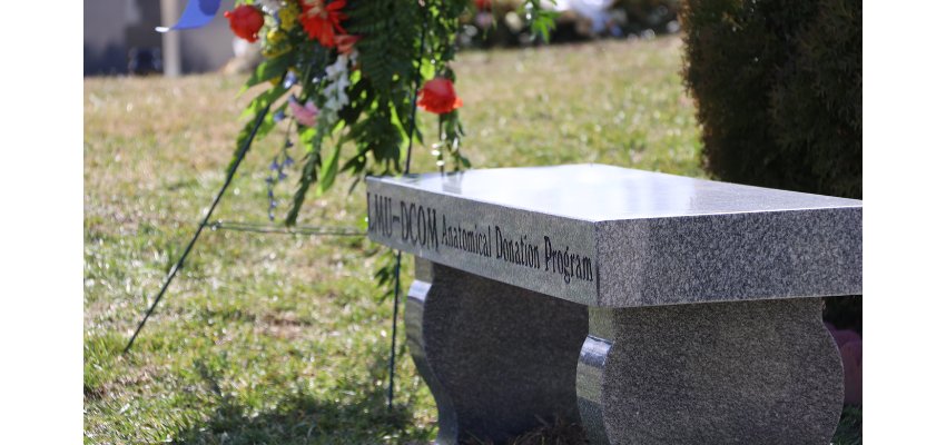  A memorial bench engraved with 