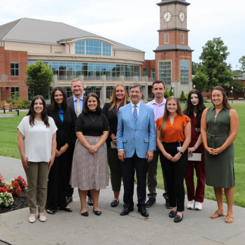 Scholarship recipients standing on WVSOM lawn